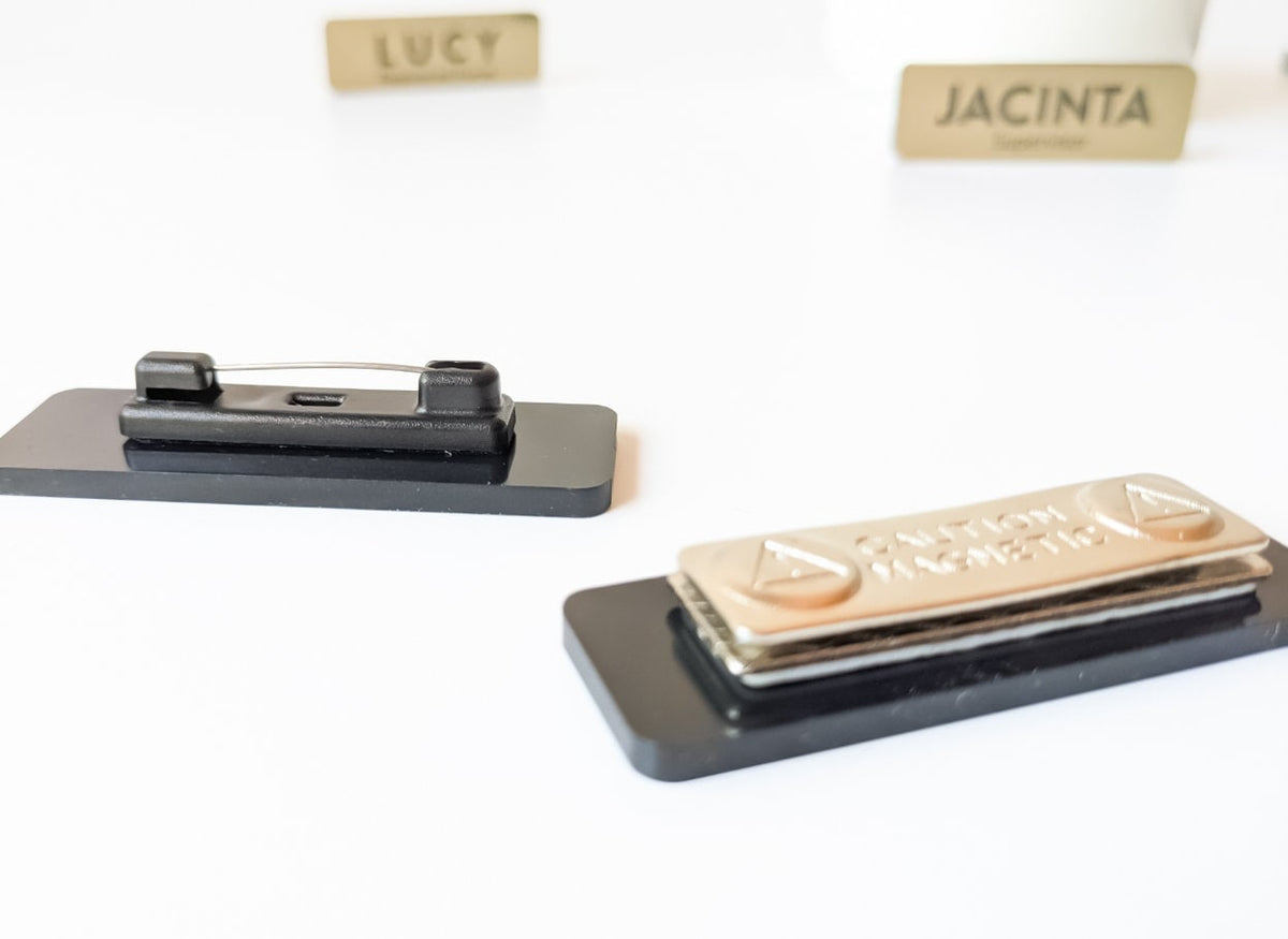 Custom Engraved Acrylic Name Badge: Business Staff ID, Pin or Magnetic – view 5