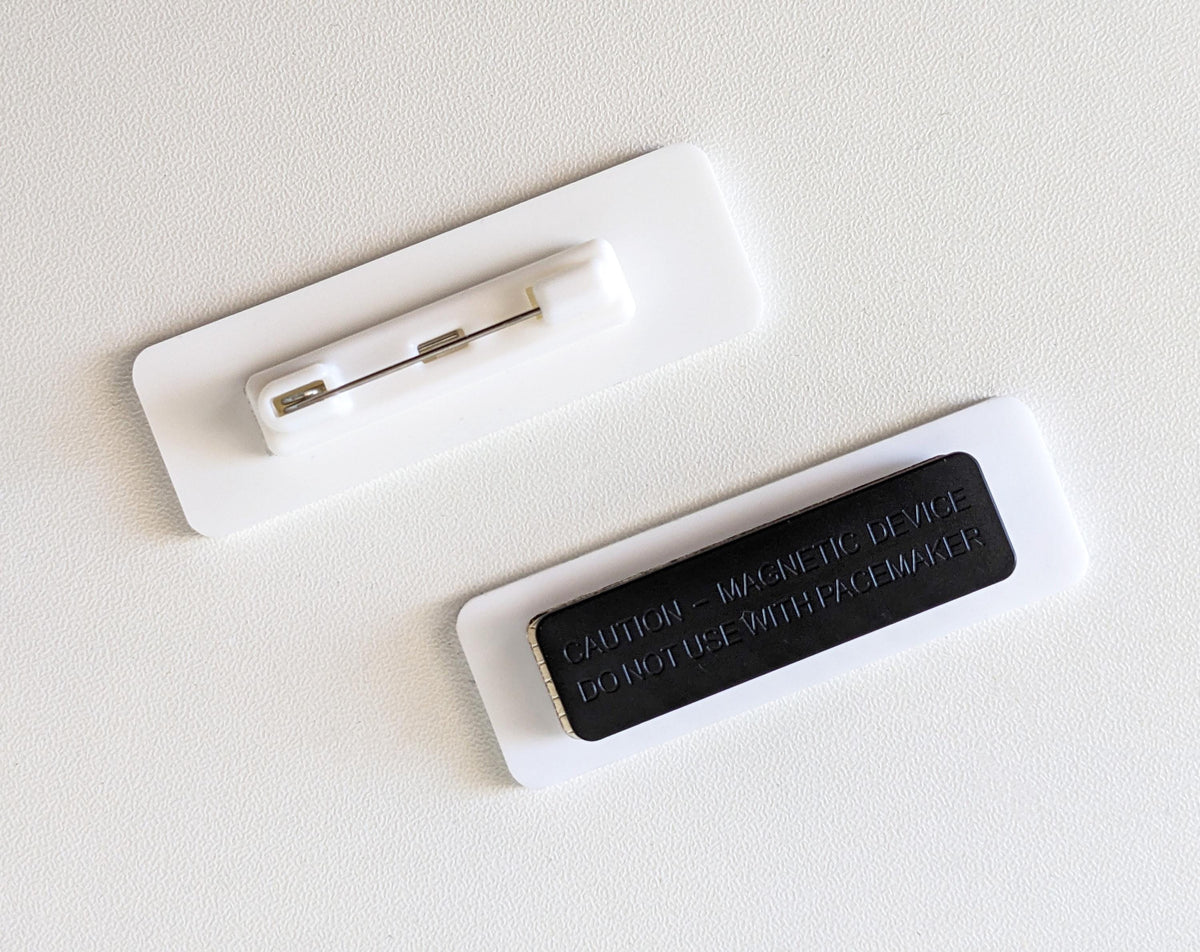 Custom Black Matte Acrylic Name Badge: White Print, Personalized ID – view 3