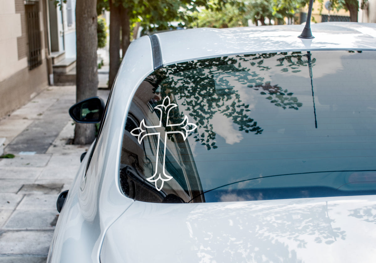 Latin Simple Cross Gothic Decal – for Car, Bike, Window & Wall