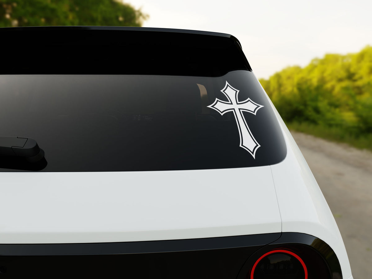 Latin Gothic Cross Sticker Decal – for Car Bike Helmet