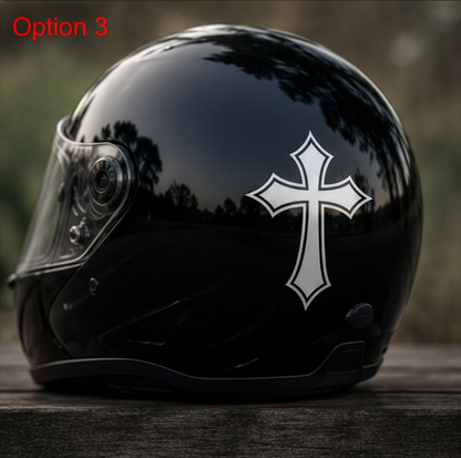 Latin Gothic Cross Sticker Decal – for Car Bike Helmet