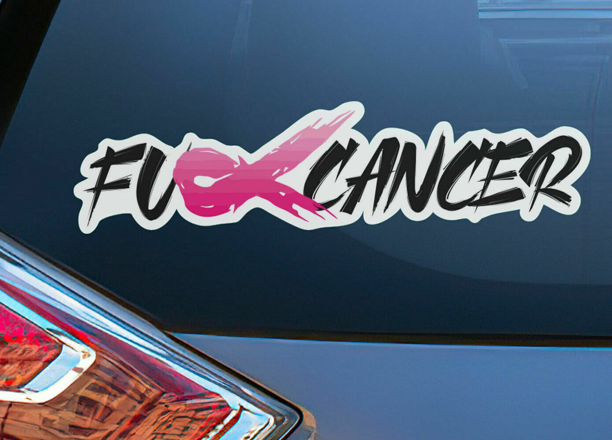 Custom F*ck Fck Cancer Car Decal Sticker Ribbon Breast Prostate Skin Colon Pink — shown applied