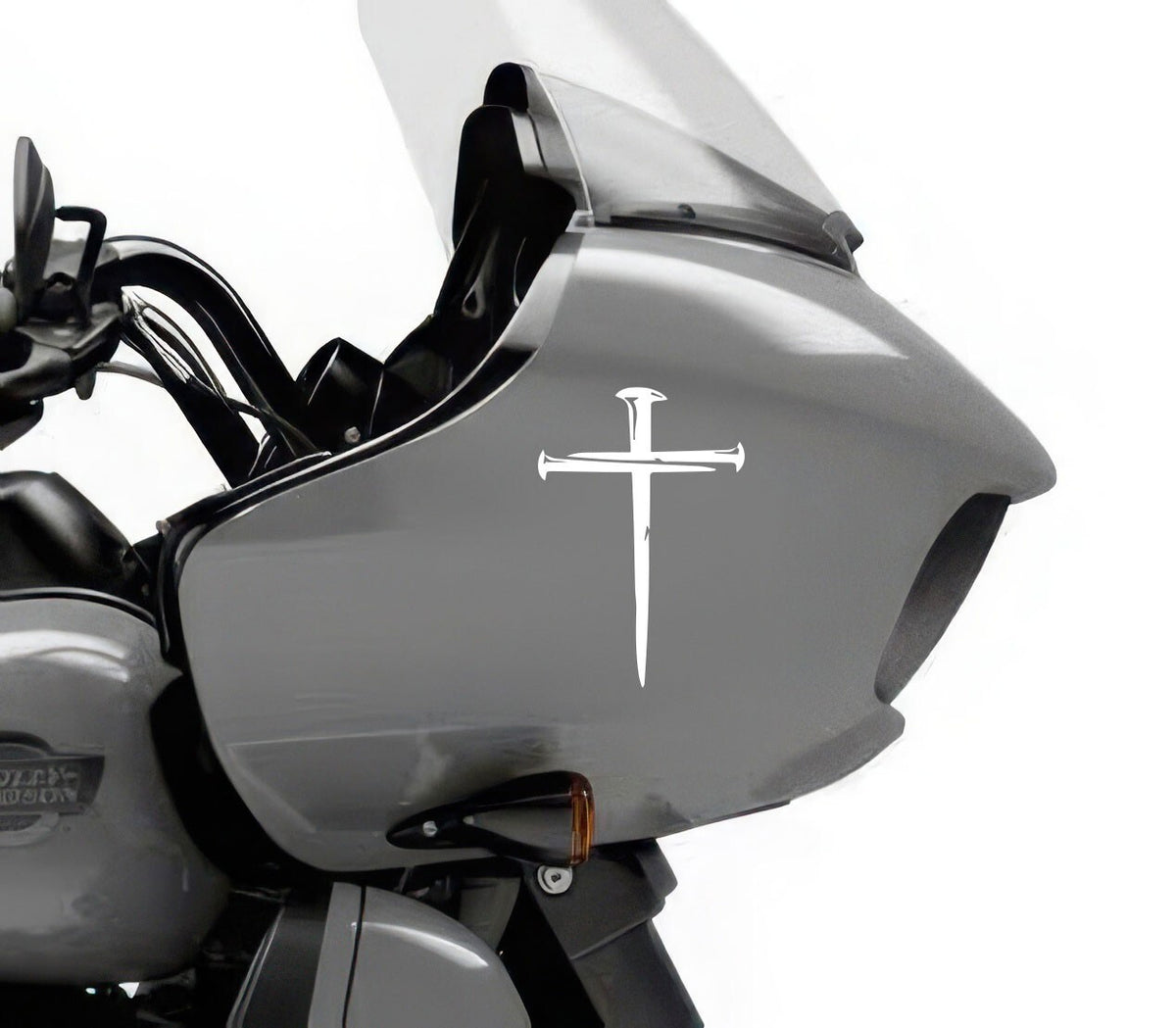 Cross Vinyl Decal Sticker — shown applied