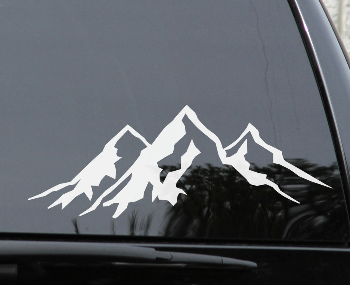 Mountain Hiking Adventure Sticker Decal Car Laptop Window Wall — shown applied
