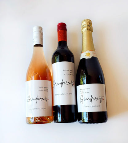2x THE BEST MATES GET PROMOTED TO Fairy Godmother Aussie Pregnancy Wine Label — close-up detail
