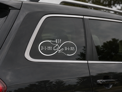 Custom RIP Infinity Memorial Decal for Dad Mum Pop — product photo