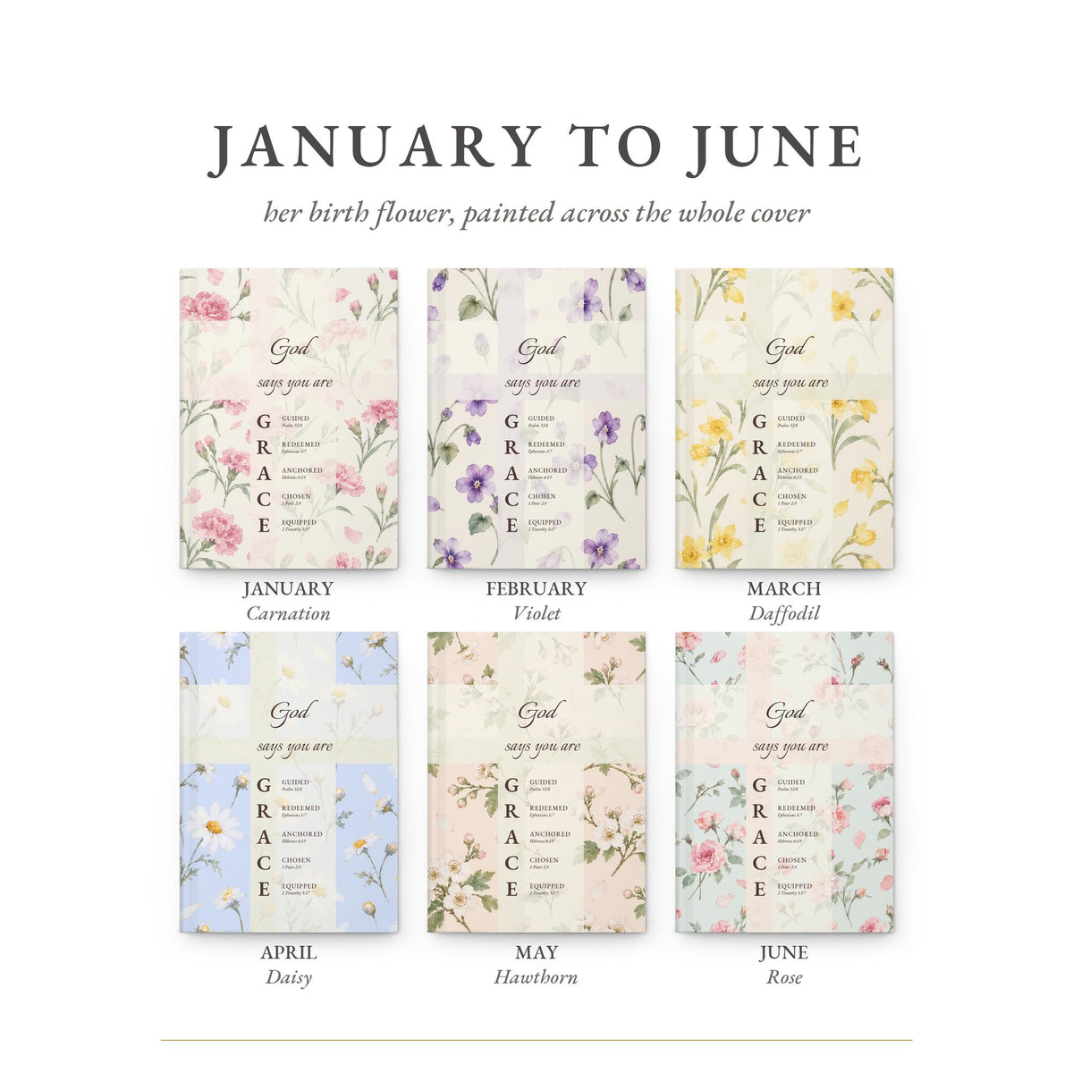 Birth flower covers January to June