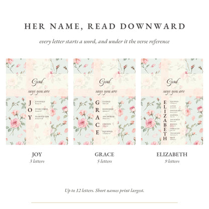 Short and long names on the cover: JOY, GRACE, ELIZABETH