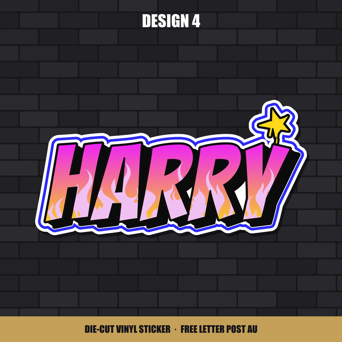 Design 4 custom graffiti name sticker, shown with the name Harry