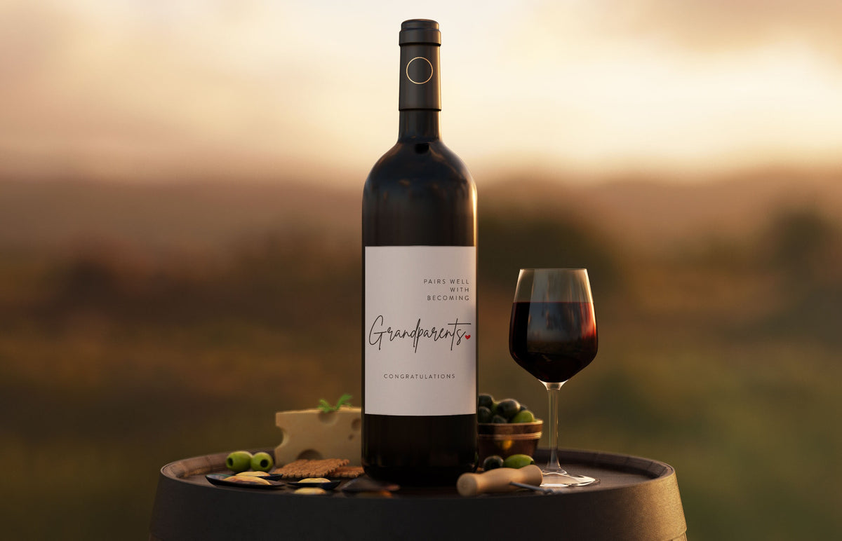 2x Grandparents Wine Label: Pregnancy Announcement Gift, Bubble-Free – view 3