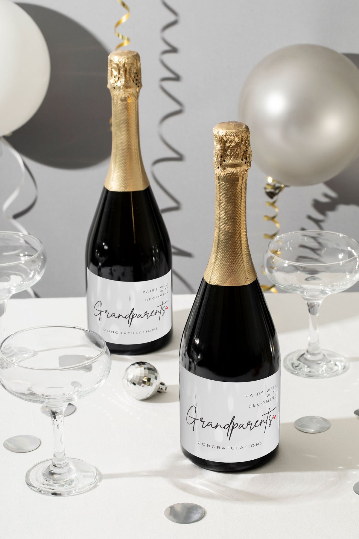2x Grandparents Wine Label: Pregnancy Announcement Gift, Bubble-Free – view 4