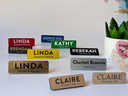 Custom Engraved Acrylic Name Badge: Business Staff ID, Pin or Magnetic – view 3