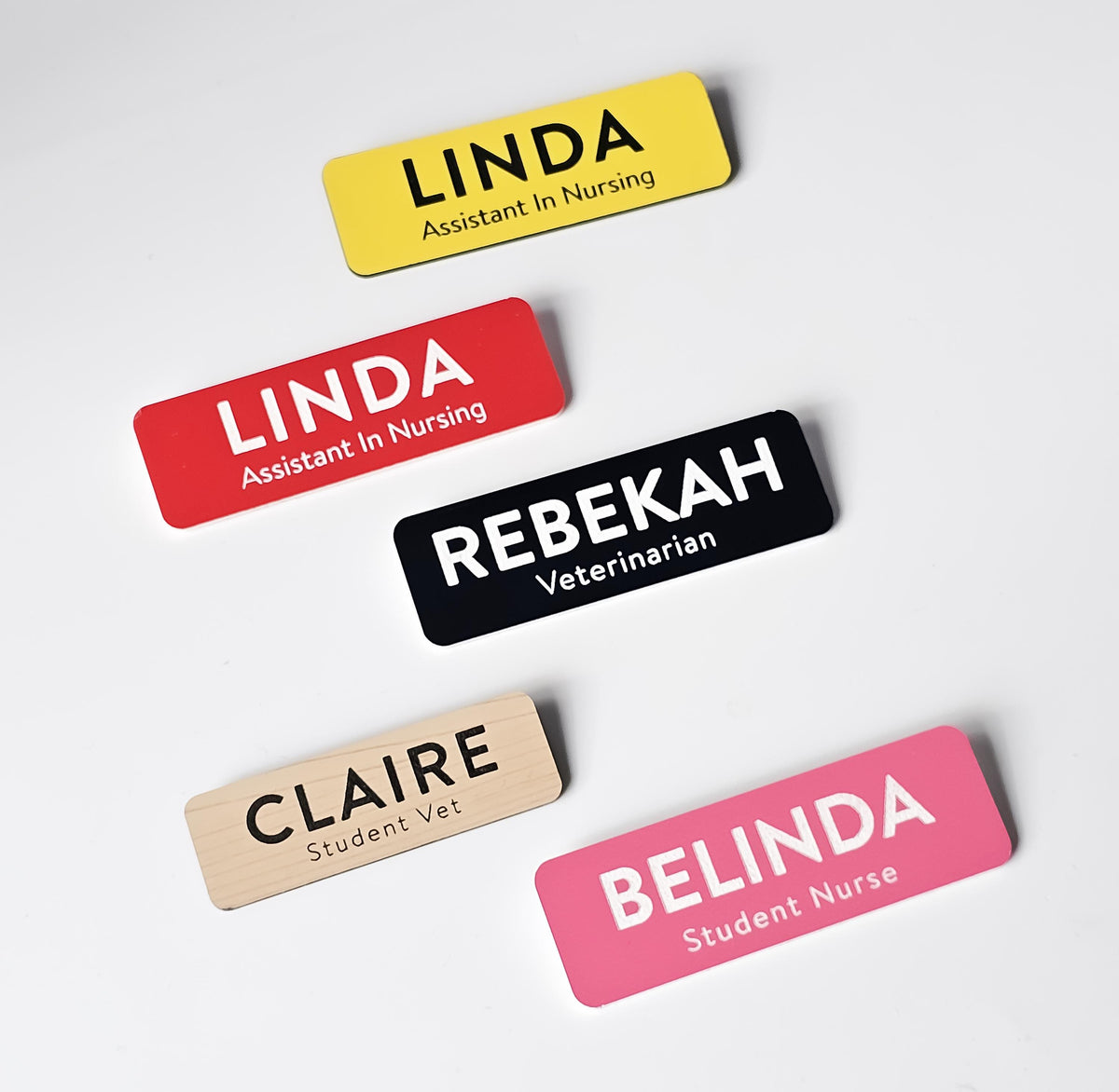 Custom Engraved Acrylic Name Badge: Business Staff ID, Pin or Magnetic