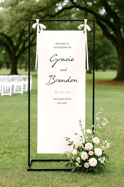 Custom Fabric Wedding Welcome Sign: Cotton Canvas Banner