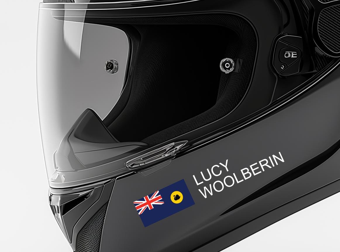 Custom Flag & Name Bike Decal - Personalized Cycling Helmet Sticker – view 2