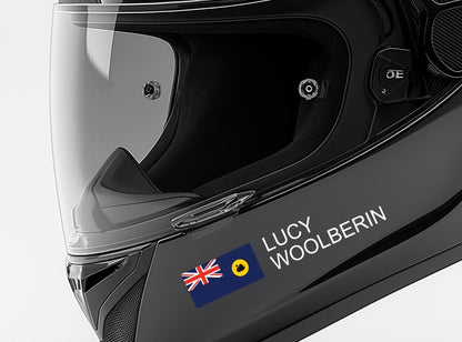 Custom Flag & Name Bike Decal - Personalized Cycling Helmet Sticker – view 2