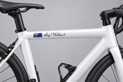 2x Custom Flag & Name Bike Decals - Personalized Cycling Stickers – view 5