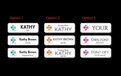Custom UV Printed Acrylic Name Badge: Business ID Work Tag Magnet or Pin – view 2