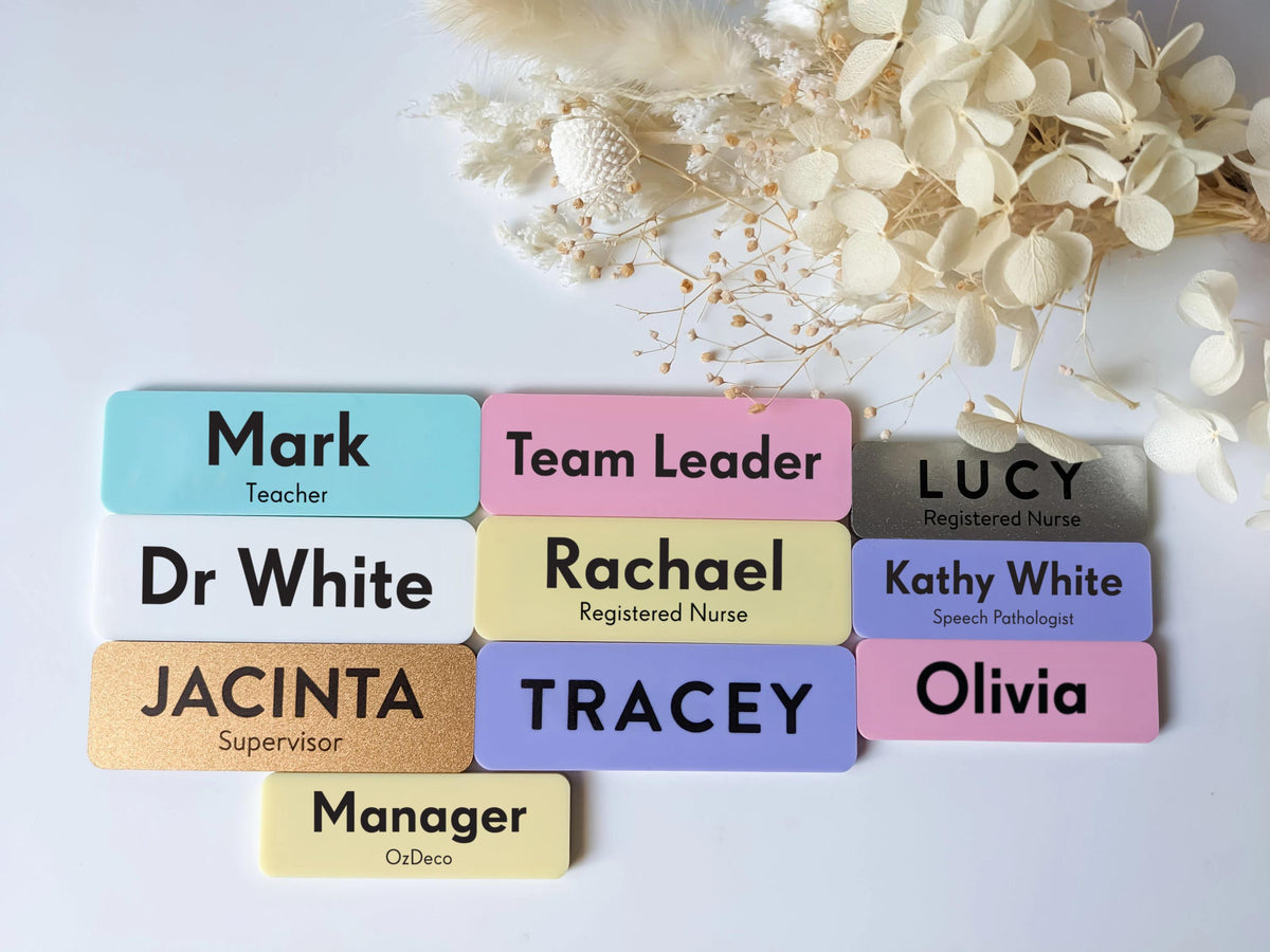 Custom Acrylic Name Badge: Pastel & Metallic, Pin or Magnetic – view 9