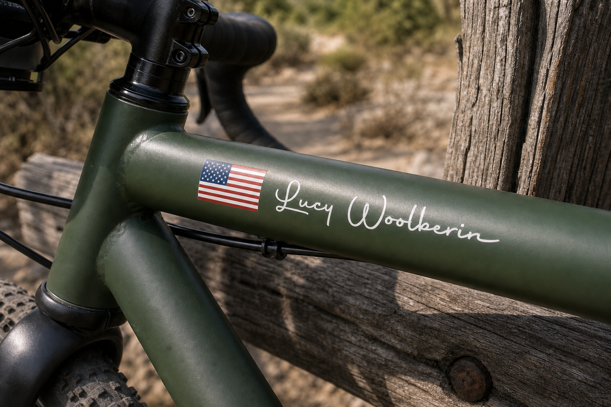Custom Flag & Name Bike Decal - Personalized Cycling Helmet Sticker — additional view