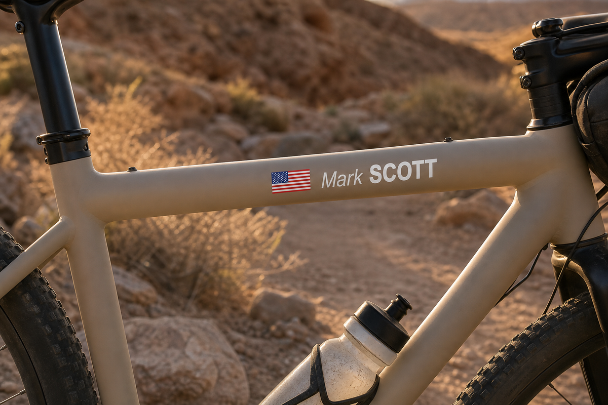 Custom Flag & Name Bike Decal - Personalized Cycling Helmet Sticker — additional view