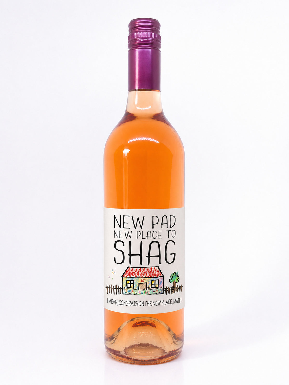 New Pad wine label in colour – long body 750ml wine bottle